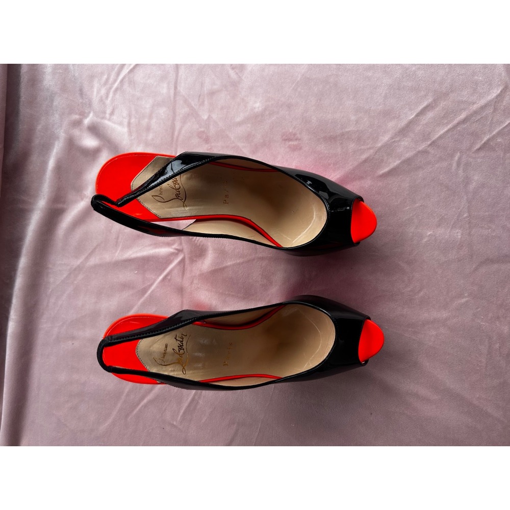 Christian Louboutin Lady Peep Sling‎ Women's Size 9.5 Black Rose Matador - Picture 3 of 12